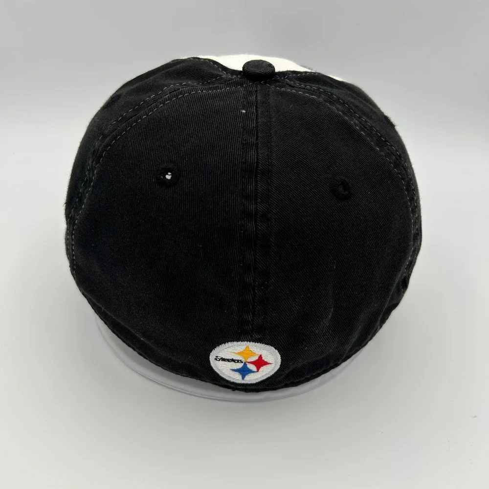 Vintage Pittsburgh Steelers Hat Reebok Mens L/XL Black White Sportswear Y2K